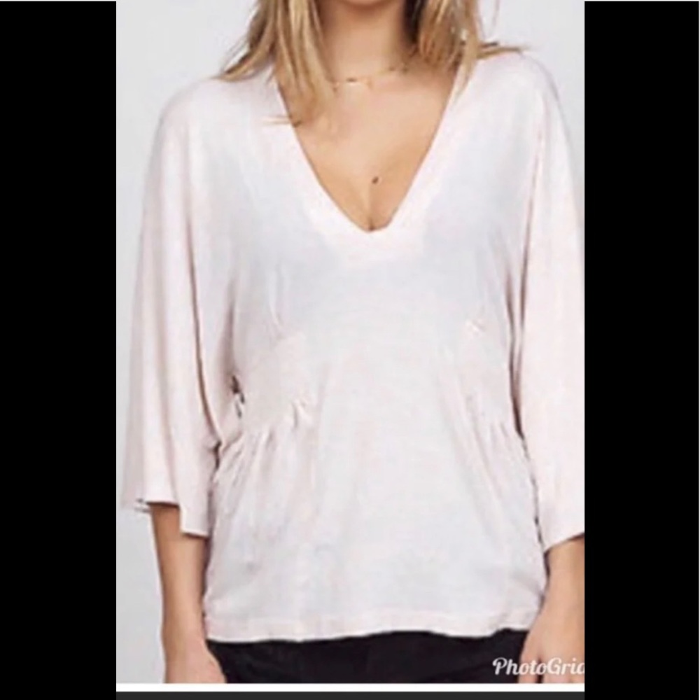Free People Flowy Cream Colored Blouse Dolman Sleeves Soft Large